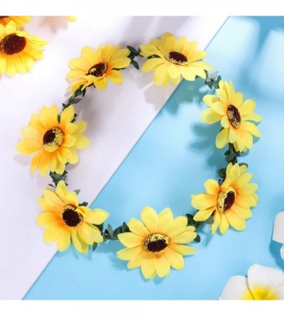 Headbands Floral Headband Sunflower Crown Hair Wreath Flower Garland for Festivals - CB18DS8A8LH $11.33
