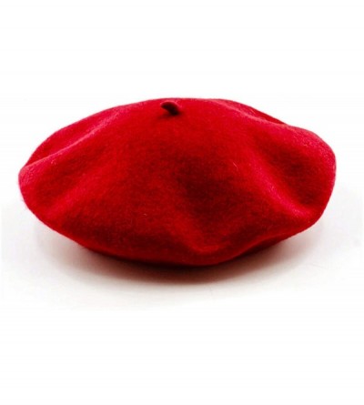 Berets French Beret-Lightweight Casual Classic Wool Beret Solid Color Womens Beret Cap Hat - Red - CN18AORLW7A $9.22