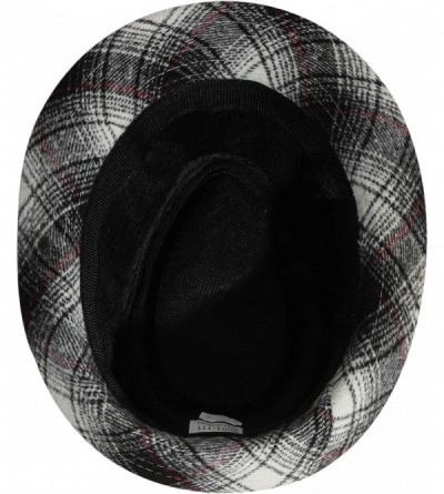 Fedoras Men's Women's Manhattan Structured Gangster Trilby Wool Fedora Hat Classic Timeless Light Weight - Black Checked - CR...