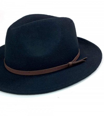 Fedoras Fedora Hats for Men - Wide Brim Fedora with Low Crown + Felt Fedora Hat - Black - CV18OCI70CD $50.12