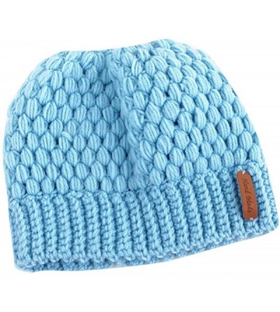 Skullies & Beanies Unisex Men Women Crochet Warm Winter Boho Knitting Baggy Beanie Hat Braided Head Cap - Blue2 - CC18KCSDYI6...