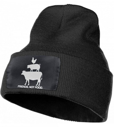 Skullies & Beanies Unisex Friends Not Food Beanie Hat Winter Warm Knit Skull Hat Cap - Black - C918KS2GG2R $23.13