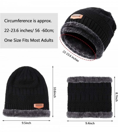 Skullies & Beanies Winter Beanie Hat Scarf Set Fleece Lined Skull Cap and Scarf Unisex- 4 Pieces - Black and Coffee - CP1927N...