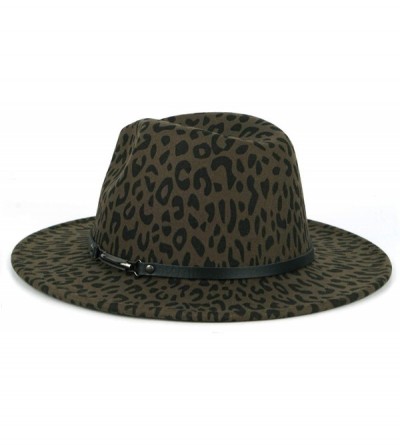 Fedoras Men & Women Classic Wide Brim Fedora Hat with Belt Buckle Wool Felt Panama Fedora M/L - CY18A5S0OUG $18.56