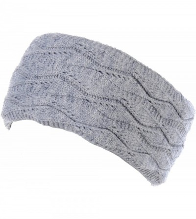 Cold Weather Headbands Womens Chic Cold Weather Enhanced Warm Fleece Lined Crochet Knit Stretchy Fit - Leafy Gray - C41882QQT...