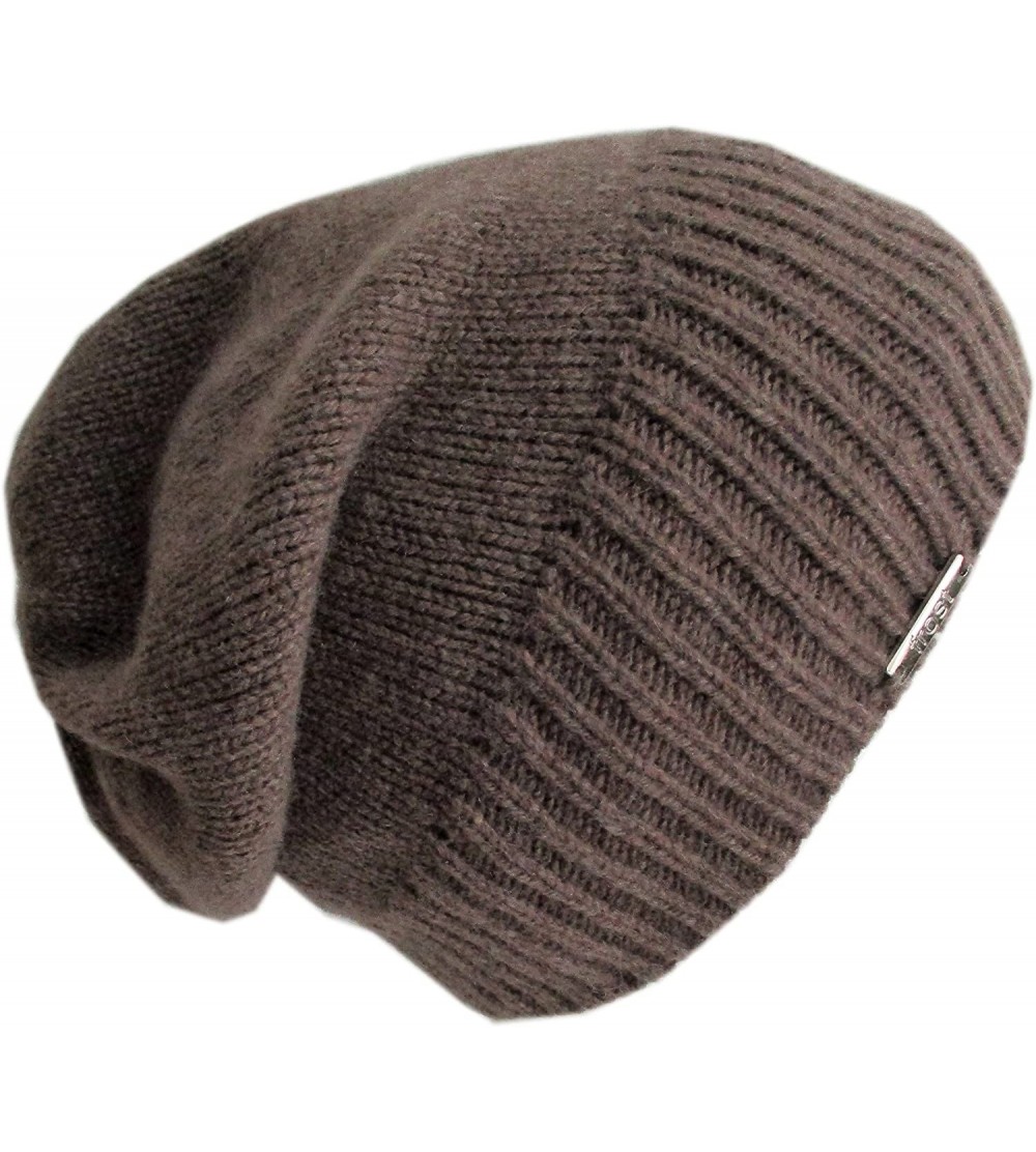 Skullies & Beanies Luxurious Trendy and Soft Cashmere Winter Beanie Hat for Women 95% Pure Cashmere 5% Wool CSH-803 - Brown -...