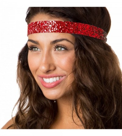 Headbands Women's Adjustable Non Slip Wide Bling Glitter Headband Silver Multi Pack - Silver & Red - CR1864M2GI3 $9.57