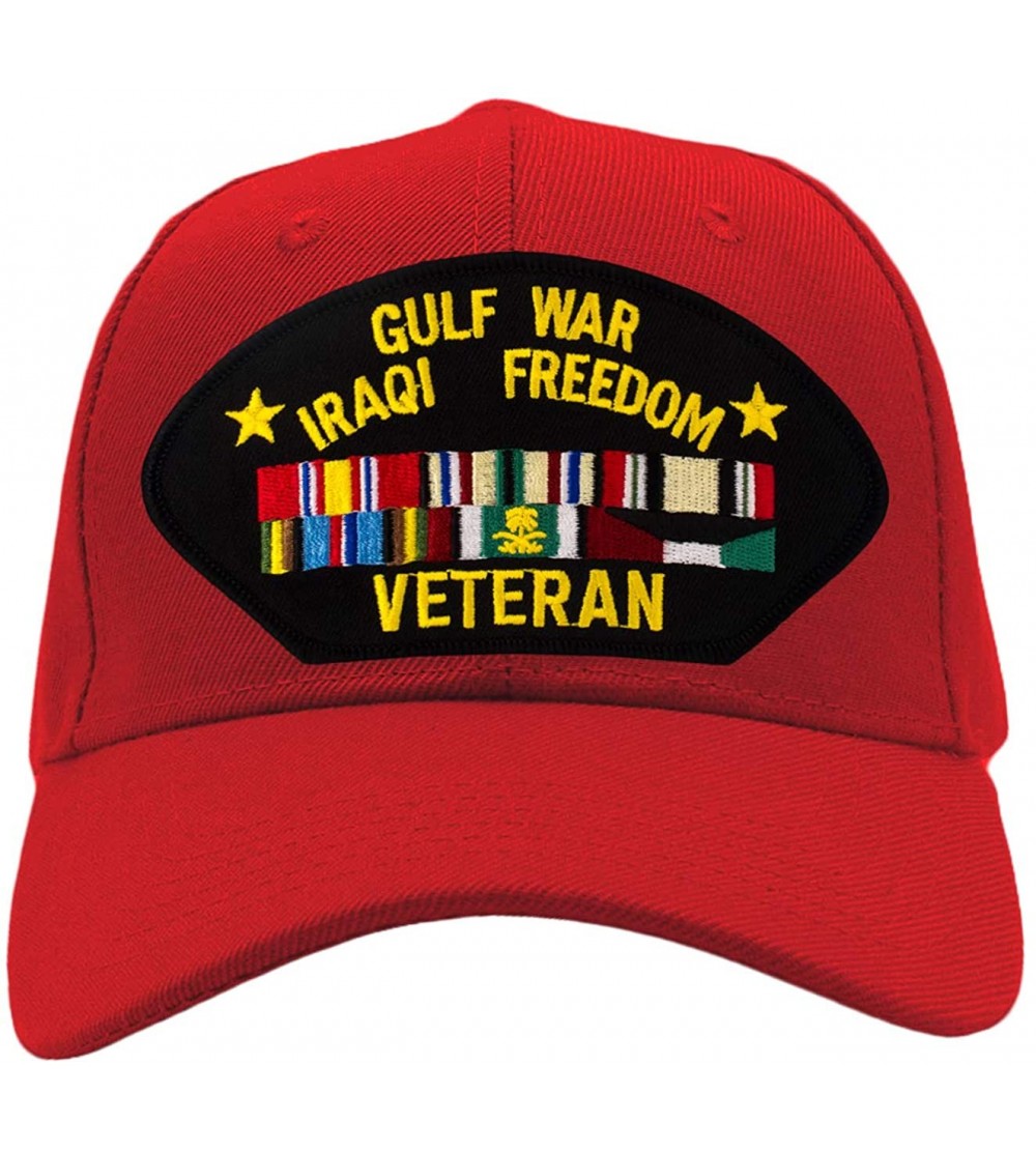 Baseball Caps Gulf War/Iraqi Freedom Veteran Hat/Ballcap Adjustable One Size Fits Most - Red - CB18A6GM5AE $20.64