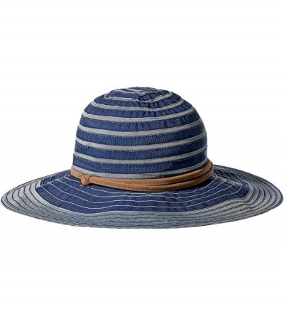 Sun Hats Women's 4-Inch Brim Ribbon Floppy Sun Hat - Denim - CK126ATC7VF $29.84