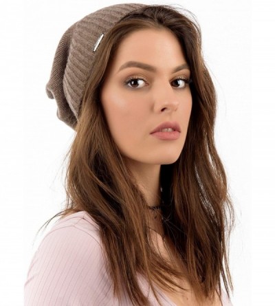 Skullies & Beanies Luxurious Trendy and Soft Cashmere Winter Beanie Hat for Women 95% Pure Cashmere 5% Wool CSH-803 - Brown -...