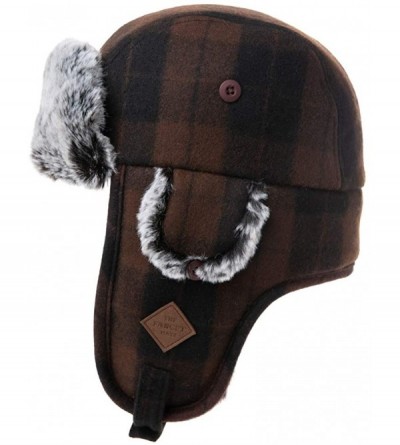 Bomber Hats Stylish Plaid Winter Wool Trapper Faux Fur Earflap Hunting Hat Ushanka Russian Cold Weather Thick Lined - CY18ASM...