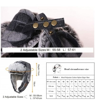 Bomber Hats Stylish Plaid Winter Wool Trapper Faux Fur Earflap Hunting Hat Ushanka Russian Cold Weather Thick Lined - CY18ASM...