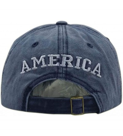 Baseball Caps Washed Baseball-Hats American-Flag Distressed - 100% Distressed Cotton Dad Hat Embroiderred for Unisex - Navy -...