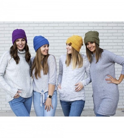 Skullies & Beanies Slouchy Beanie Winter Hats for Women Thick Warm Soft Chunky Cable Knit Hat Ski Cap - Yellow - CV18YMGD638 ...