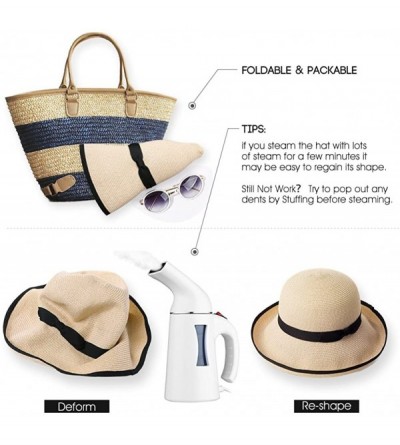 Sun Hats Womens Wide Roll Up Brim Packable Straw Sun Cloche Hat Fedora Summer Beach 55-58cm - White_89316 - CT18DCRAK46 $14.49