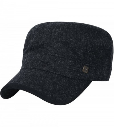 Newsboy Caps Large Size Solid Color Military Army Hat Wool-Blend Vintage Cadet Cap - Dark Grey - C4188TYNKGT $68.32