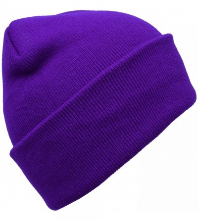 Skullies & Beanies Warm Winter Hat Knit Beanie Skull Cap Cuff Beanie Hat Winter Hats for Men - Purple - CO12J0HS219 $9.77