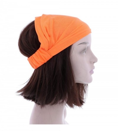 Headbands Orange Wide Cotton Head Band Solid Boho Yoga Style Soft Hairband - Orange - CW188ZOQ5UE $10.45
