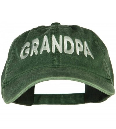 Baseball Caps Wording of Grandpa Embroidered Washed Cap - Dark Green - CL11KNJEDV7 $23.33
