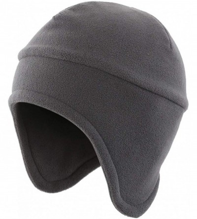 Balaclavas Men's Warm 2 in 1 Hat Winter Fleece Earflap Skull Sports Beanie Ski Mask - Dark Grey - CH18LOS4Q3Y $12.58