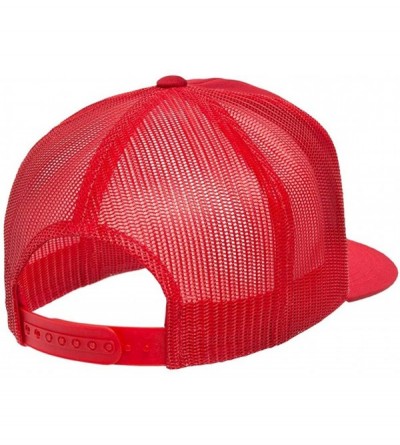 Baseball Caps Yupoong 6006 Flatbill Trucker Mesh Snapback Hat with NoSweat Hat Liner - Red - CO18O88RNIL $10.38