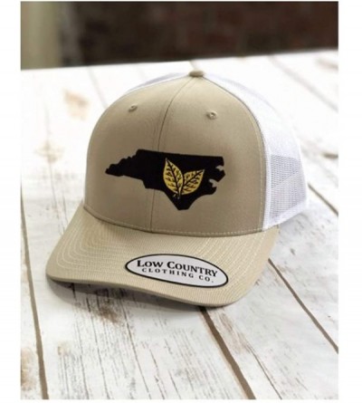 Baseball Caps Official North Carolina Tobacco Leaf Adjustable Hat - Embroidered on 112 Trucker Hat - Khaki- White - C318Q6HEG...