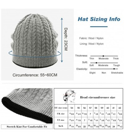 Skullies & Beanies Women's Winter Knitted Pom Beanie Ski Hat/Visor Beanie Newsboy Cap Wool/Acrylic - Grey89225 - CF18IL0TTC0 ...