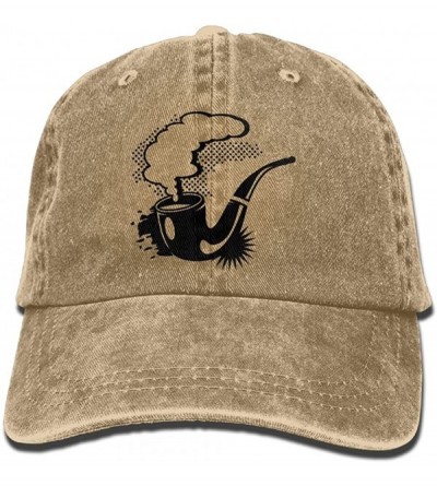 Skullies & Beanies A Smoking Tobacco Pipe Cowboy Hip-hop Hat Rear Cap Adjustable Cap - Black - CJ18EXDXCAD $13.38