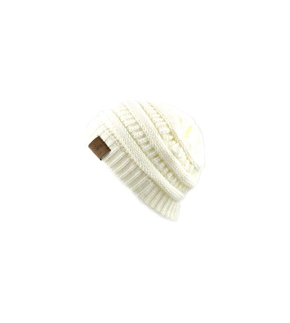 Skullies & Beanies Unisex Winter Chunky Soft Cable Knit Beanie Winter Hat - Ivory - CZ126SXT8BB $10.70