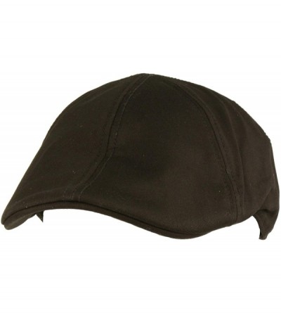Sun Hats Men's 100% Cotton Duck Bill Flat Golf Ivy Driver Visor Sun Cap Hat - Black - CQ11KZ6ORQT $34.56