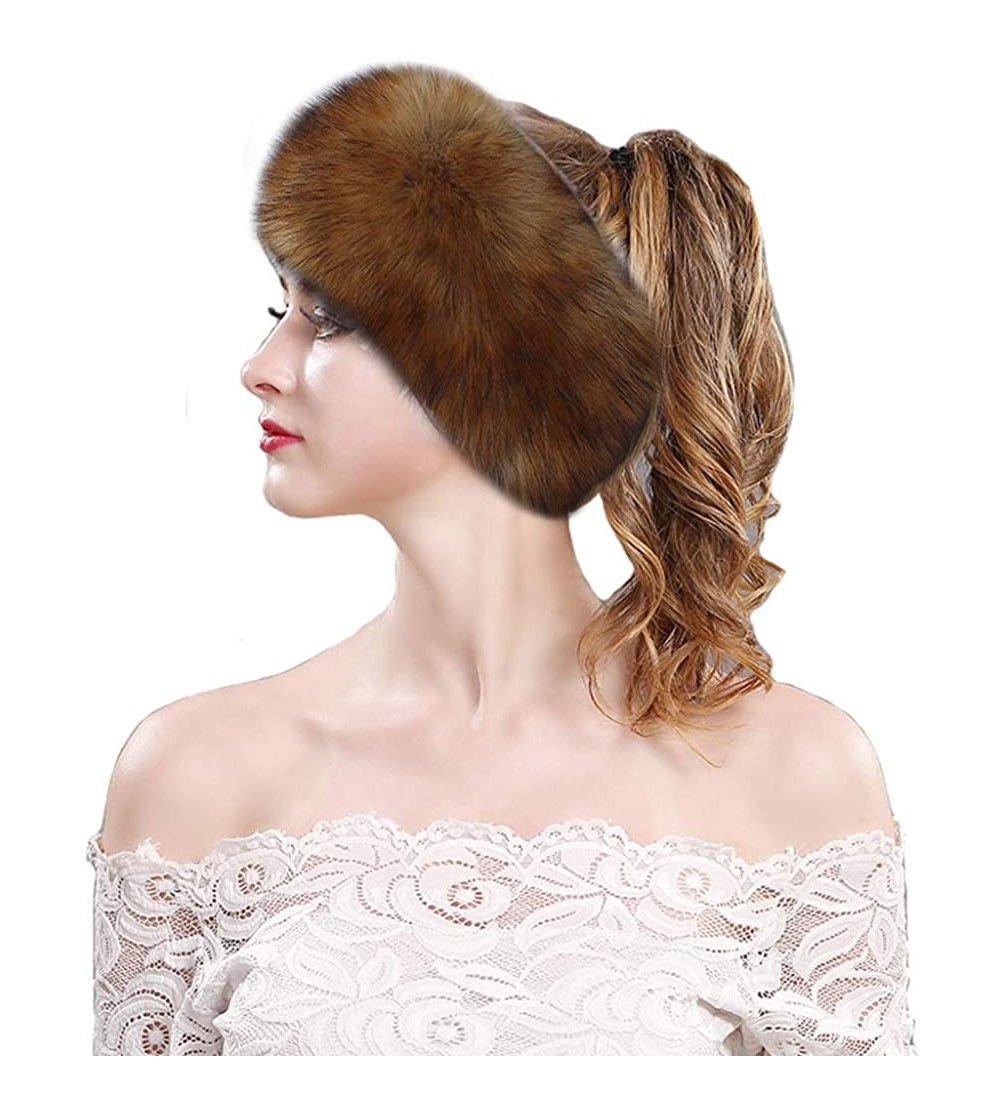 Cold Weather Headbands Women's Faux Fur Headband Elastic Head Warmer Luxurious Earmuff Snow Hat - Mink - C218OT6Q566 $11.61