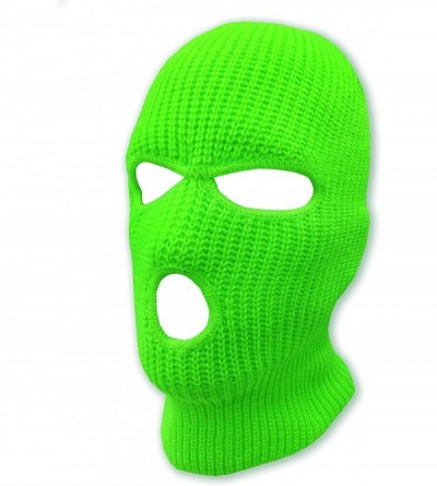 Balaclavas 3 Hole Beanie Face Mask Ski - Warm Double Thermal Knitted - Men and Women - Neon Green - CP18AEMX07I $8.82