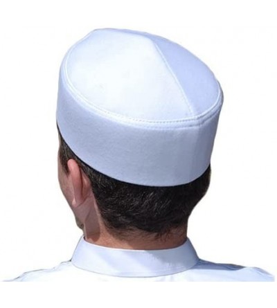 Skullies & Beanies Solid Black Moroccan Fez-Style Kufi Hat Cap w/Pointed Top - White - CV12NV7XOB1 $18.10
