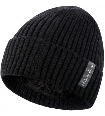 Skullies & Beanies Winter Fluff Lined Beanie Hat Knit Skull Cap - Black With Neck Warmer - CO12OCGBRMT $10.99