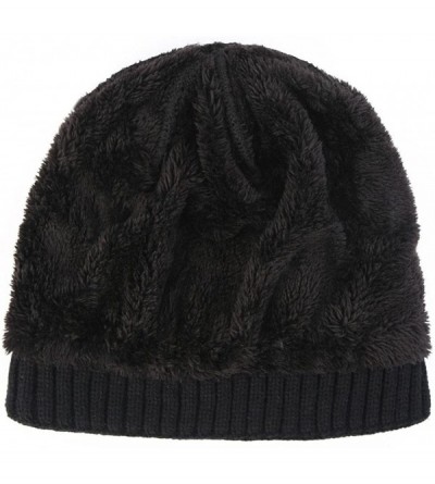 Skullies & Beanies Winter Fluff Lined Beanie Hat Knit Skull Cap - Black With Neck Warmer - CO12OCGBRMT $10.99