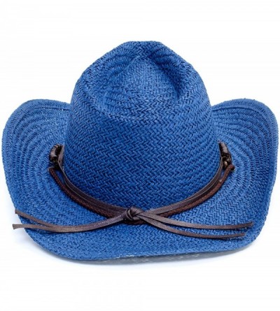 Cowboy Hats Old Stone Straw Cowboy Cowgirl Hat for Men Women Wide Brim Sun Hat Western Style - Chloe Denim - CE18TAS8Q7Z $28.95