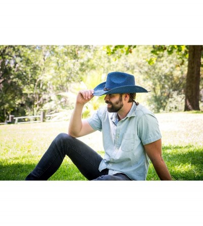 Cowboy Hats Old Stone Straw Cowboy Cowgirl Hat for Men Women Wide Brim Sun Hat Western Style - Chloe Denim - CE18TAS8Q7Z $28.95