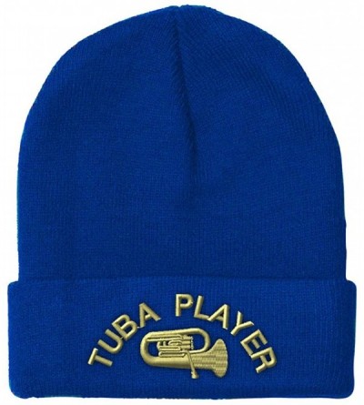 Skullies & Beanies Beanie for Men & Women Tuba Player Embroidery Acrylic Skull Cap Hat 1 Size - Royal Blue - CJ18ZDOC2NX $13.78