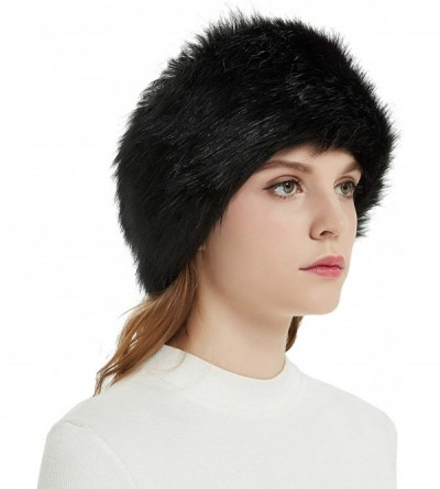 Cold Weather Headbands Faux Fur Winter Headband-Womens Fashionable Ski Hat Ear Warmer Headwrap with Elastic - Black - C318L4R...