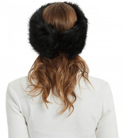 Cold Weather Headbands Faux Fur Winter Headband-Womens Fashionable Ski Hat Ear Warmer Headwrap with Elastic - Black - C318L4R...
