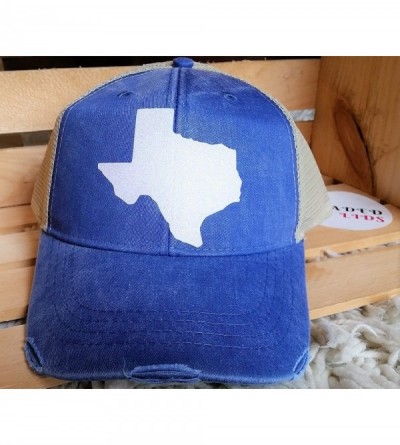 Baseball Caps Women's Women's State of Texas Bling Trucker Style Baseball Cap - Blue/Whiteglitter - CF186CN0WOK $24.32