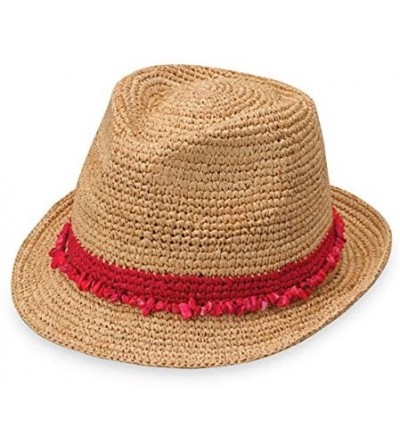 Sun Hats Tahiti Trilby - Two-Toned Sun Hat- Packable- Adjustable- Modern Style- Designed in Australia - Red - CX11FDAH73B $48.47