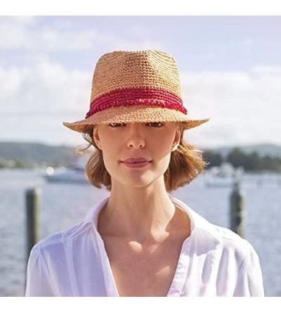 Sun Hats Tahiti Trilby - Two-Toned Sun Hat- Packable- Adjustable- Modern Style- Designed in Australia - Red - CX11FDAH73B $48.47
