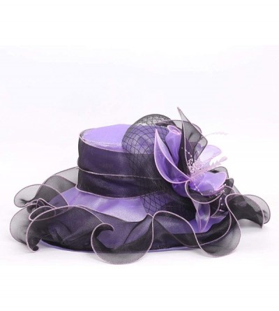 Sun Hats Women's Organza Kentucky Derby Tea Party Hat - Design 4 - Purple - C418T8ZDSDA $10.41
