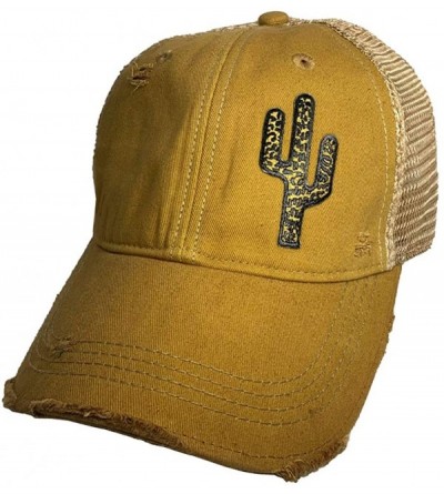 Baseball Caps Distressed Soft Mesh Snap Back Western Themed Women's Hat - Leopard Cactus – Spicy Mustard - CL197LAQXUQ $25.38