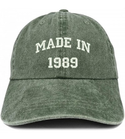 Baseball Caps Made in 1989 Text Embroidered 31st Birthday Washed Cap - Dark Green - CC18C7HZ5NZ $13.63