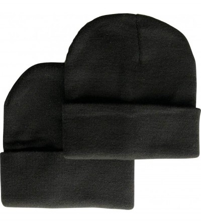 Skullies & Beanies Men's 4 Pack Knit Winter Hat Beanie Thick Skull Cap Foldover Cuffs - Black (2 Pack) - CX18ARMLUZA $8.40