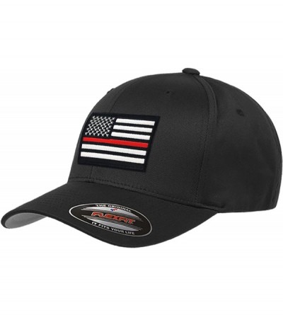 Baseball Caps Flexfit Thin Red Line Hat American Flag S/M - CM182KTT6KQ $32.67