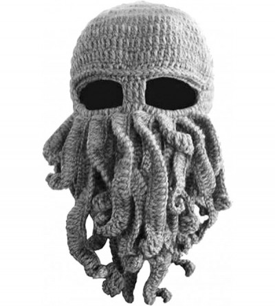Skullies & Beanies Tentacle Octopus Cthulhu Knit Beanie Hat Caps Beard Halloween Costume Cosplay Mask - Grey - C312C3IMGKP $1...