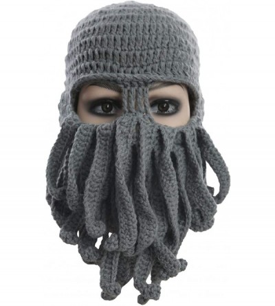 Skullies & Beanies Tentacle Octopus Cthulhu Knit Beanie Hat Caps Beard Halloween Costume Cosplay Mask - Grey - C312C3IMGKP $1...